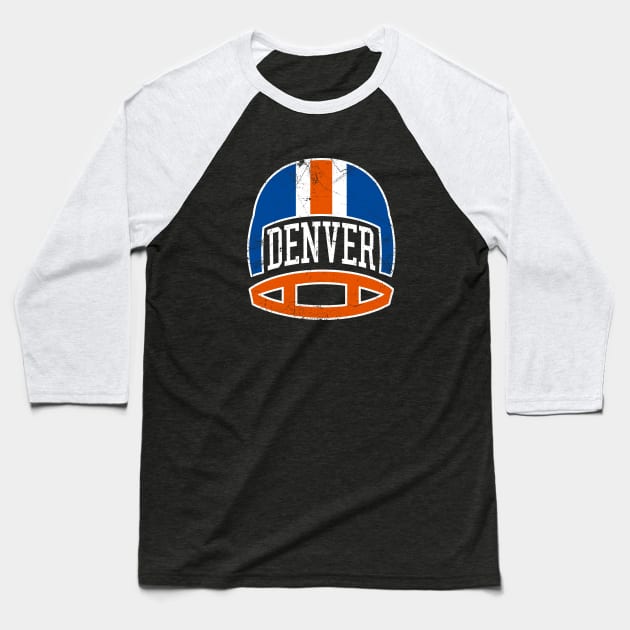 Denver Retro Helmet - Blue Baseball T-Shirt by KFig21